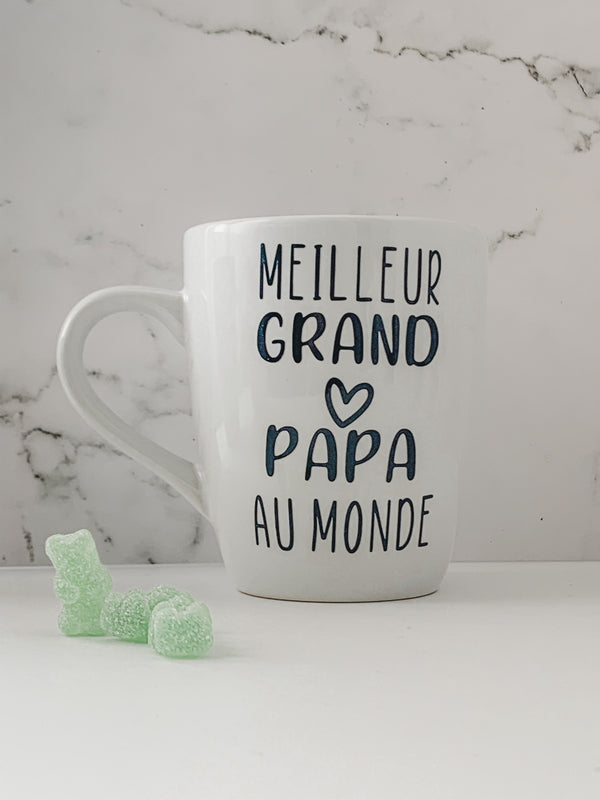 Tasse blanche personnalisée meilleur grand-papa au monde pour boite cadeau